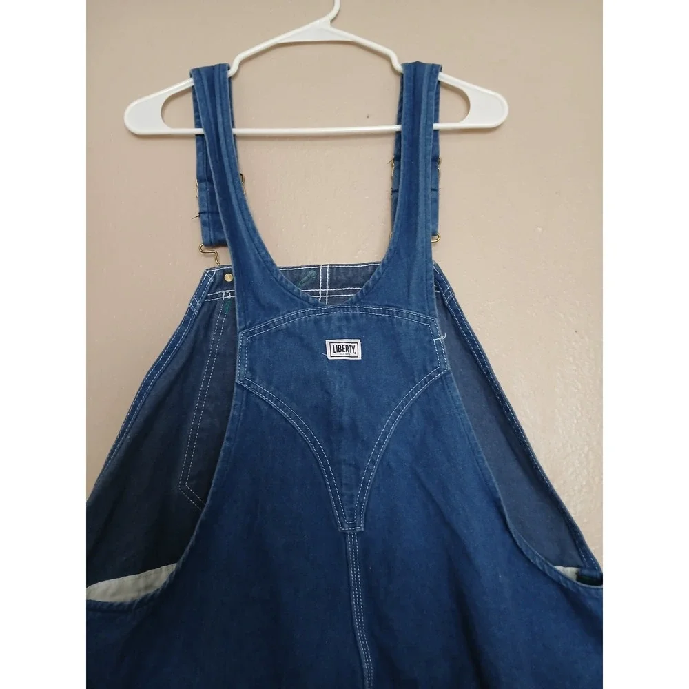 Liberty Overalls 42x32 Bib Denim Carpenter Western Cowboy Work Wear Hammer Loop - Picture 8 of 14